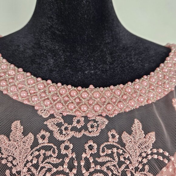 Le Bos Womens Formal Embroidered Lace Bodice Draped Skirt Maxi Dress Size 10 - Picture 9 of 16